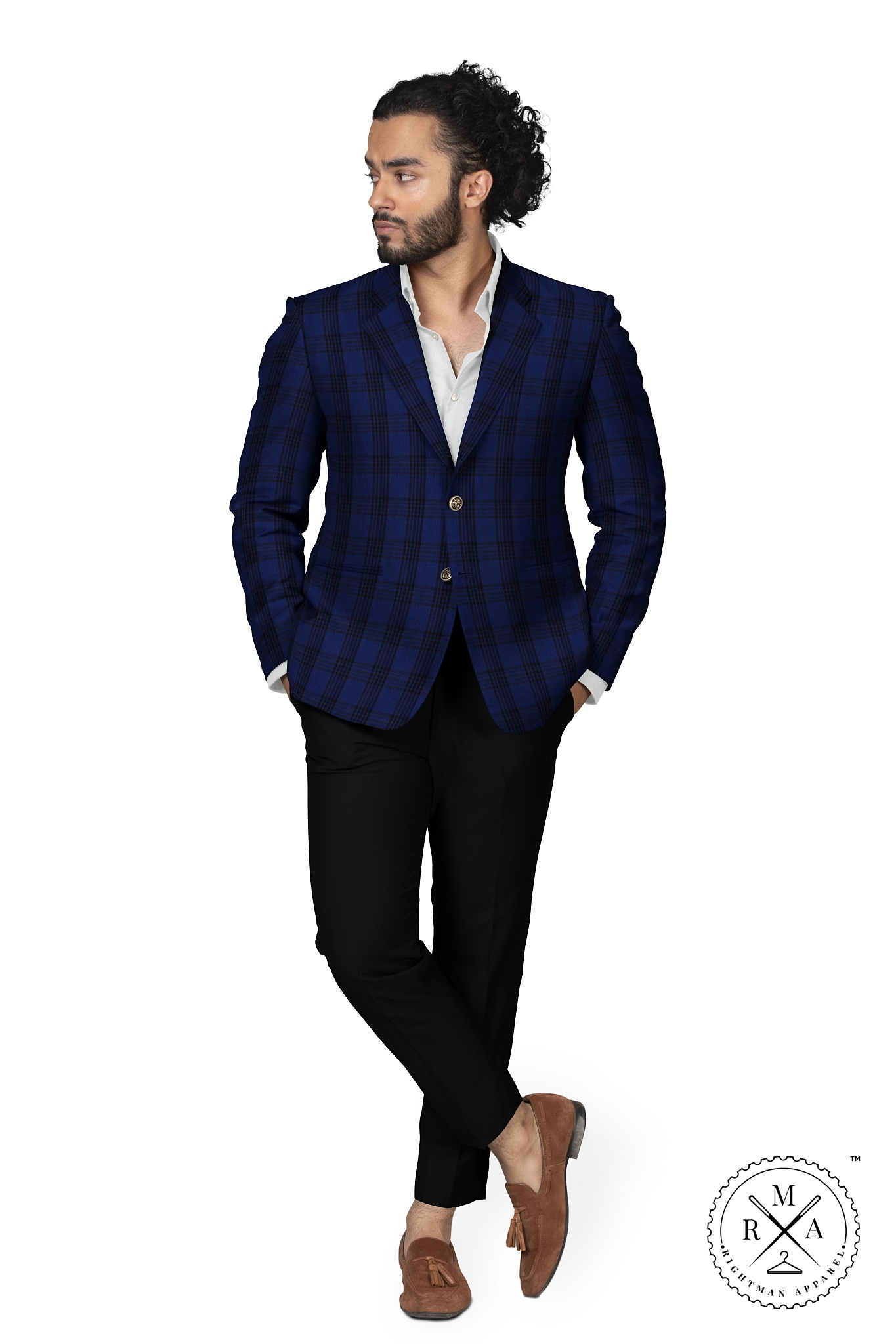 Blue TR Blazer With Black Glen Checks SU65